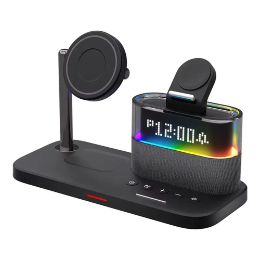 5-In-1 Magnetic Wireless Charging Station W. Alarm Clock Night Light - IPhone, AirPods, Appl Black    SKU: WB-UA1748-black White    SKU: WB-UA1748-whitee Watch